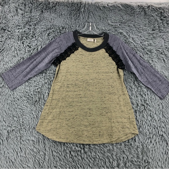 Logo Lori Goldstein Shirt Womens Small Heathered Lace Detail - Picture 1 of 12